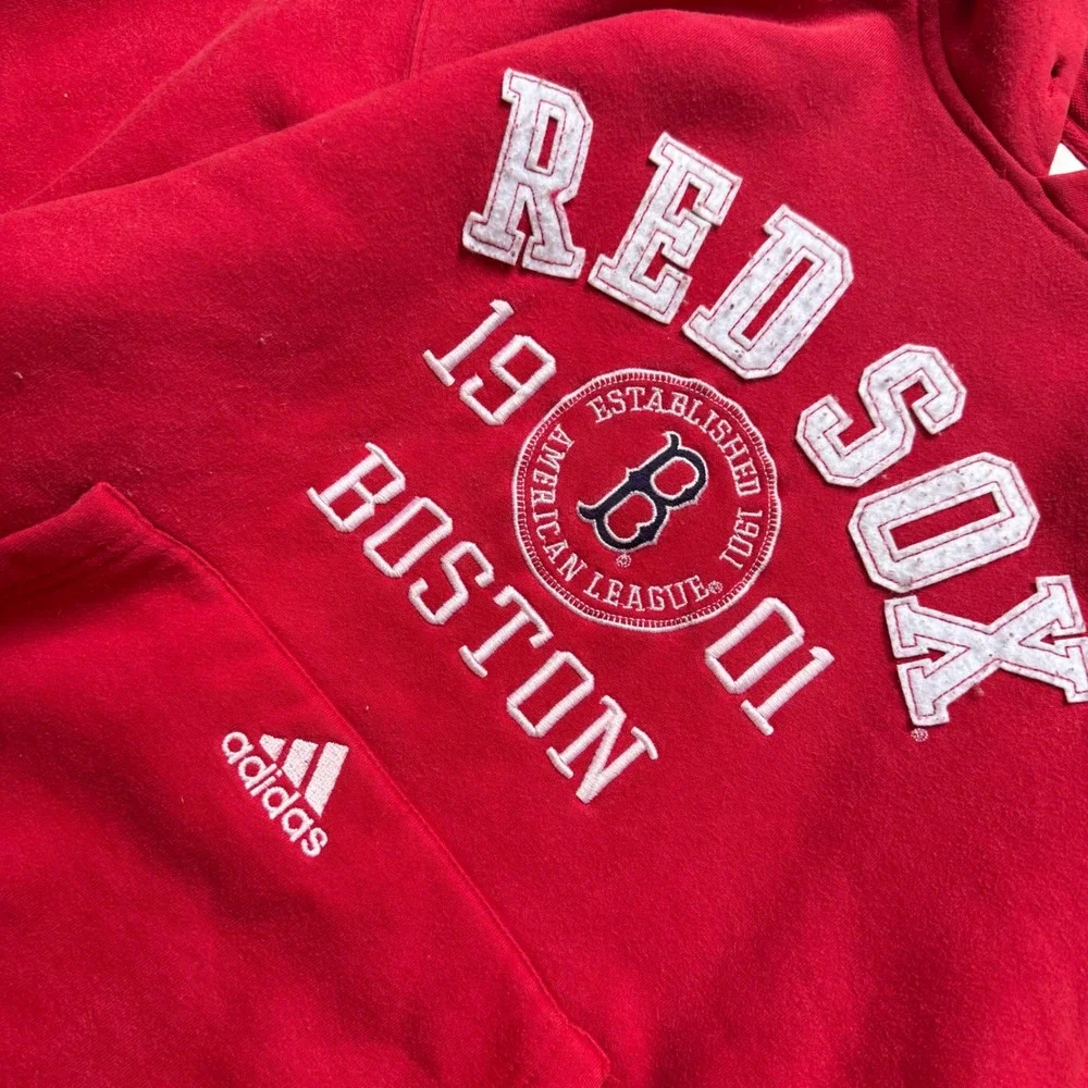 Vintage Adidas Boston Red Sox Hoodie Mens Small Red MLB
